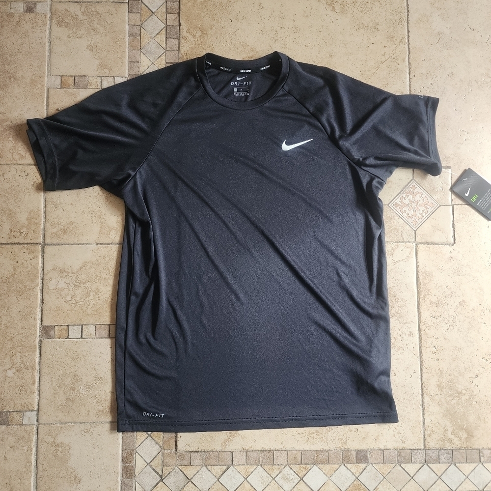 Nike Black Dri-FIT Swim Athletic Tee with White Logo